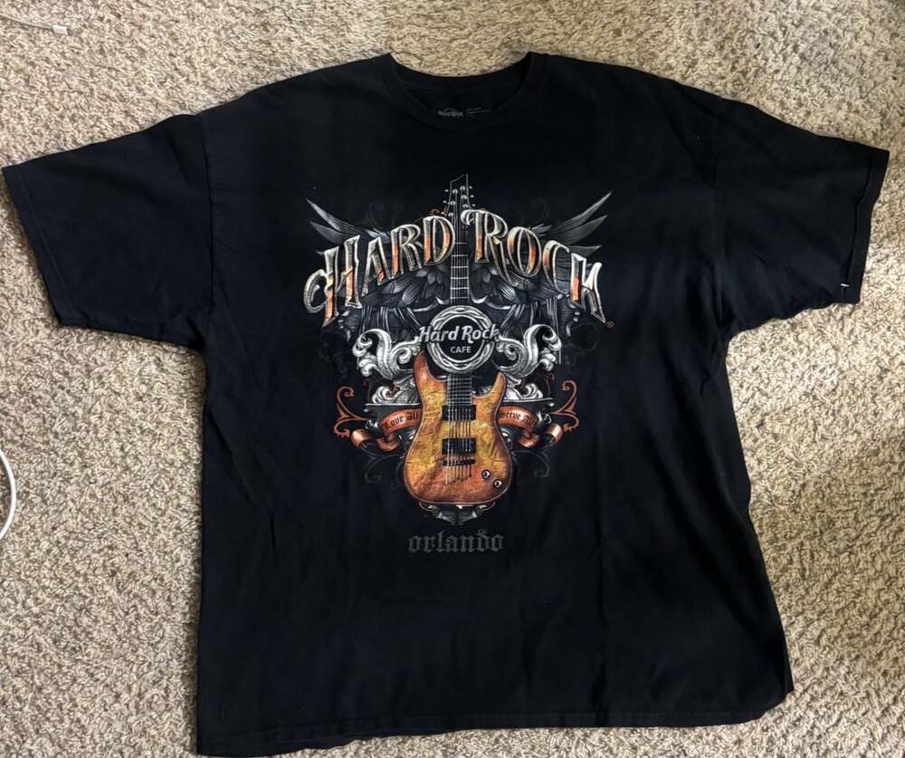 Hard Rock Cafe Orlando T-Shirt Black Graphic Guitar Tee